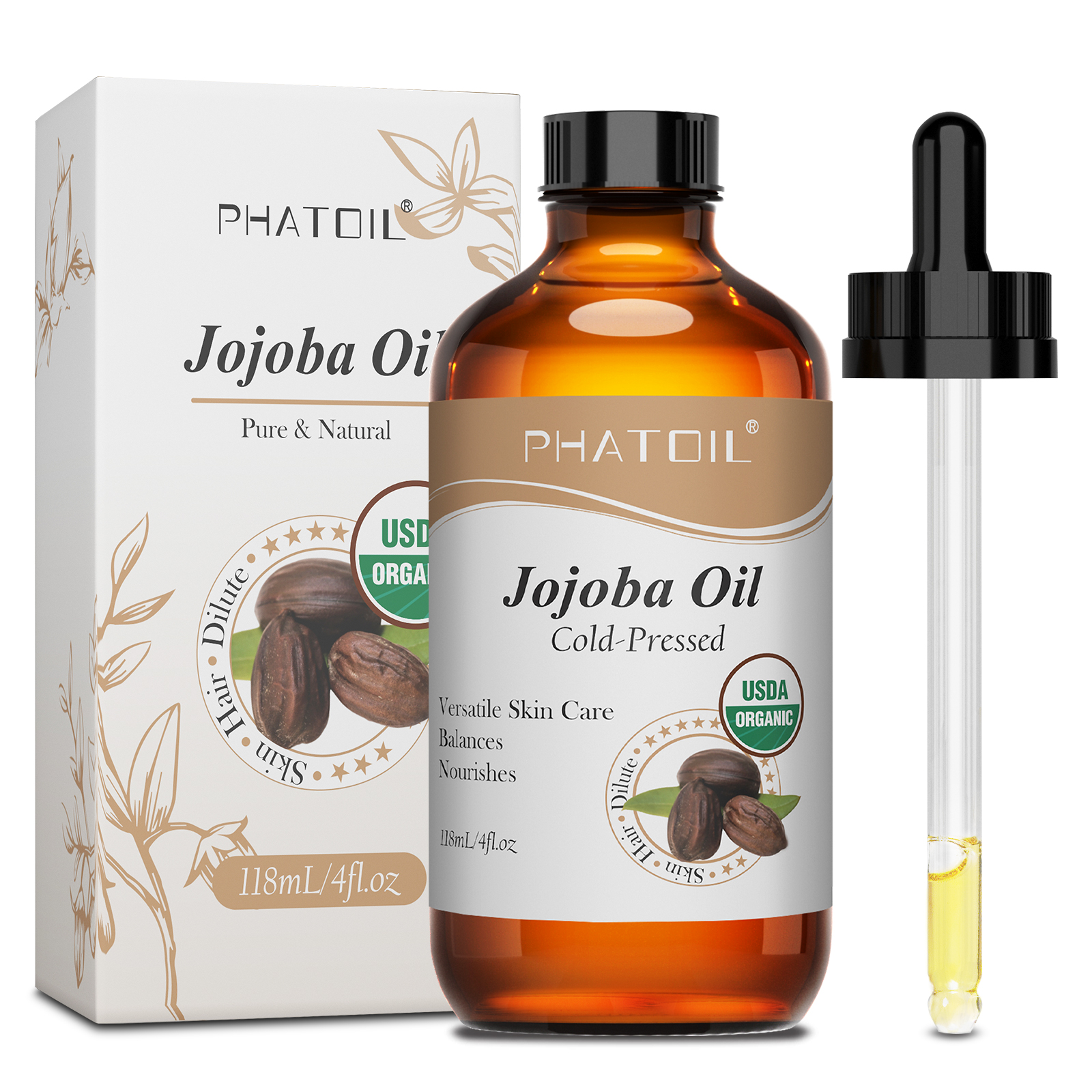 Face Oil Rosehip - PHATOIL 118ml Organic Jojoba Oil Cold