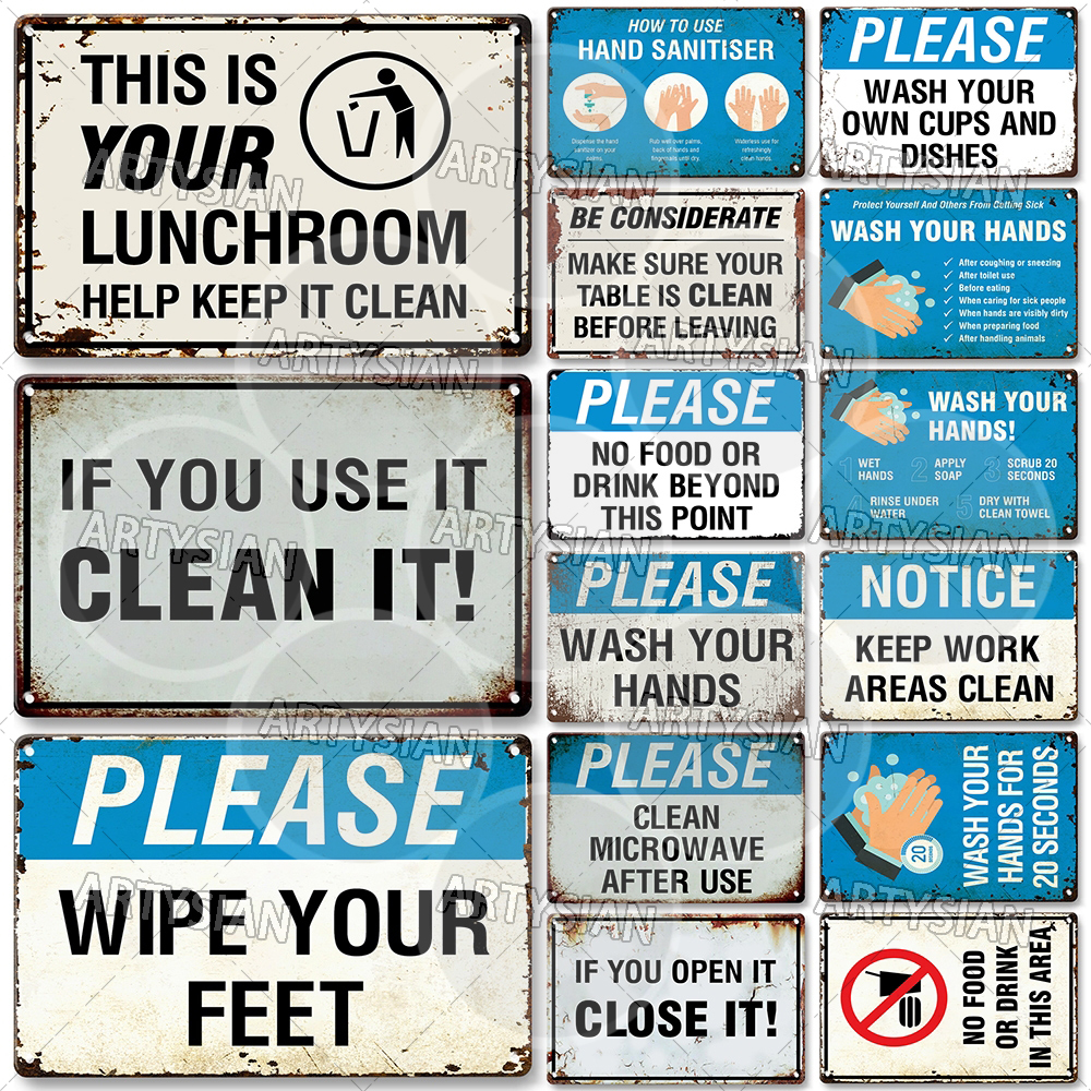 Skincare Viral - Hygiene Metal Sign No Shoes No