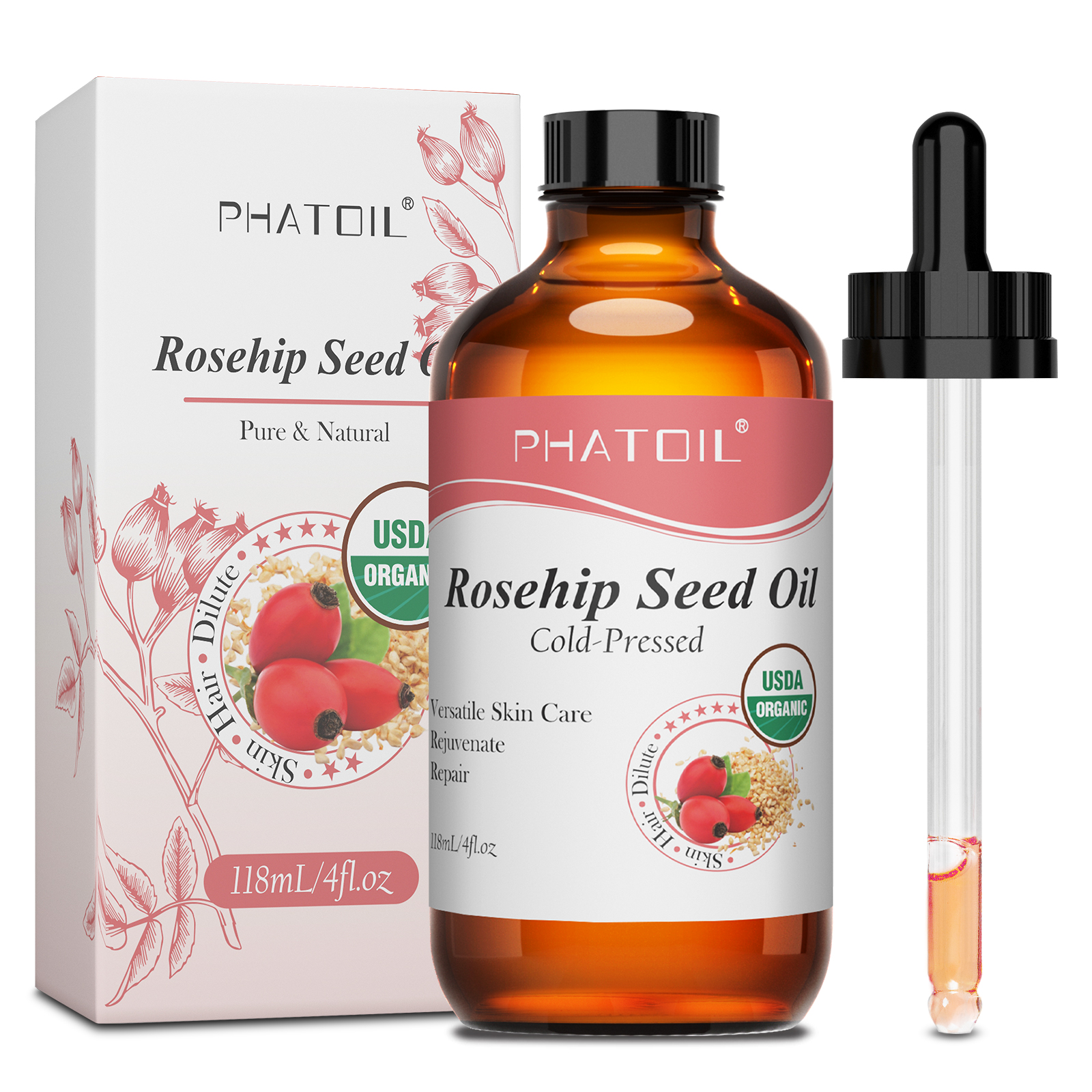 PHATOIL 118ml Organic Jojoba O - Face Oil Rosehip 评论和价格