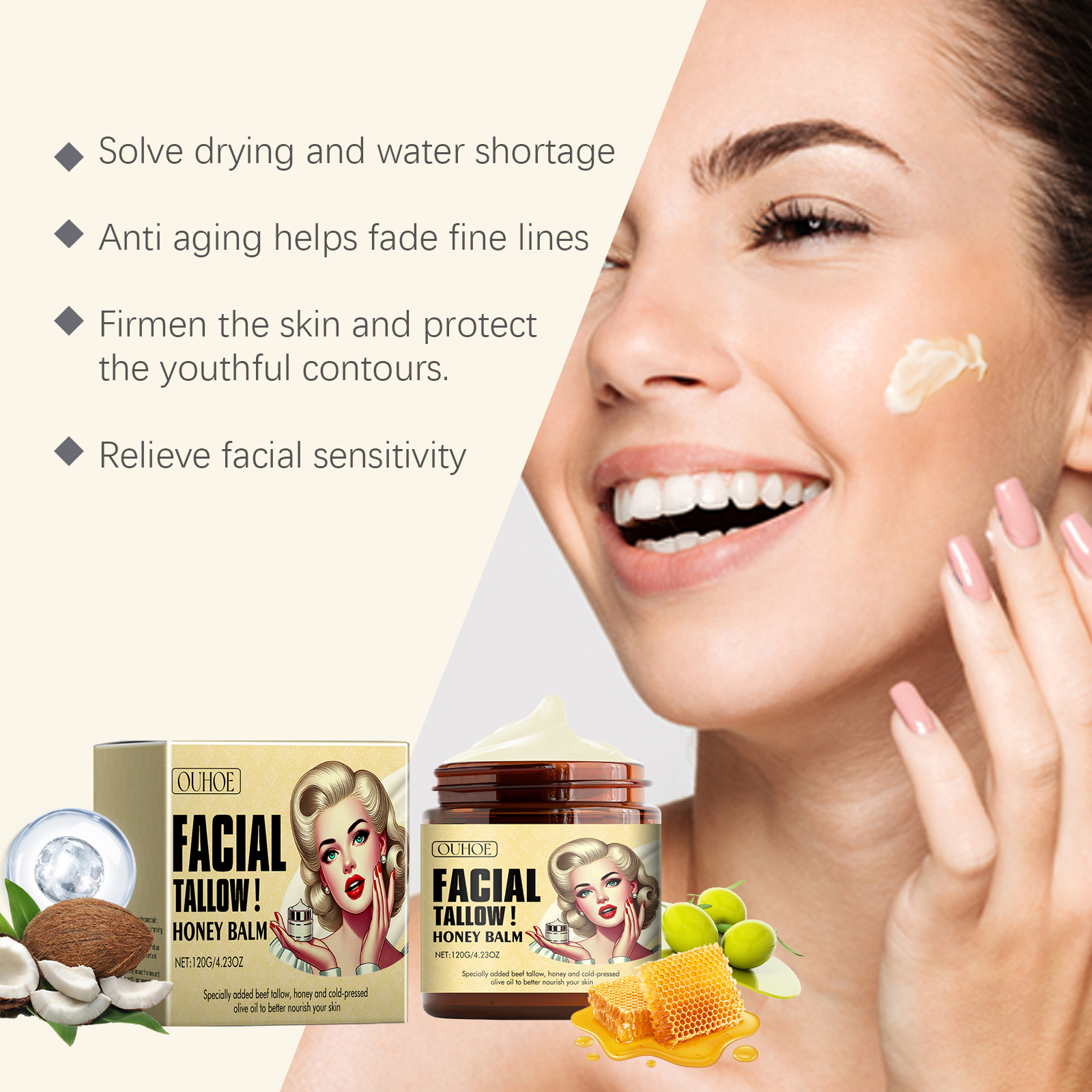 Grass-Fed Tallow Honey Balm Or - Skincare Non Comedogenic 评论和价格